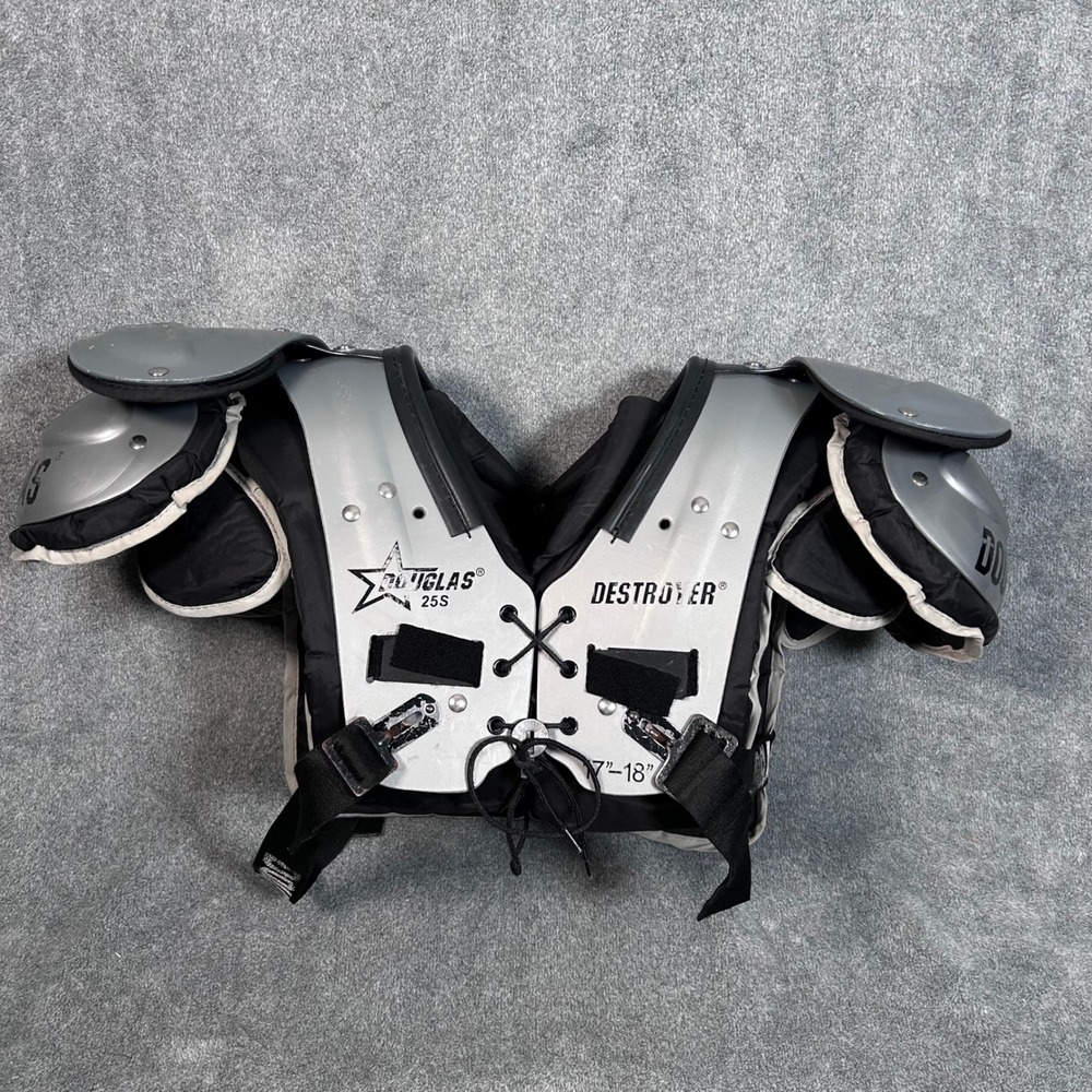 Douglas Football Shoulder Pads Destroyer 25S Silver Black Size 17-18 Inch